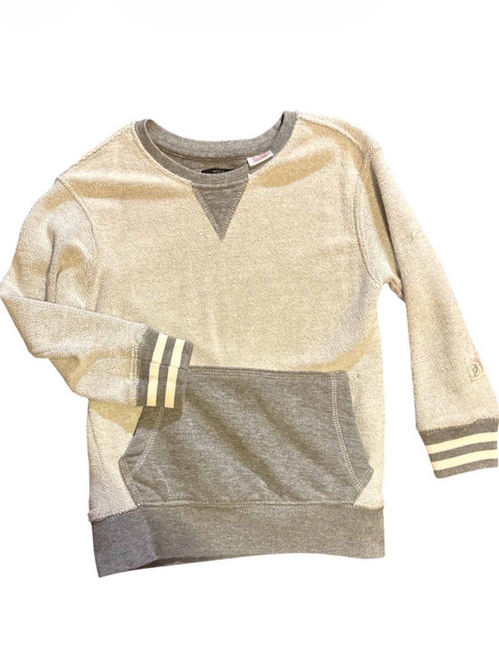 SILVER Reverse French Terry Kids Two-Tone Gray Pullover Sweatshirt